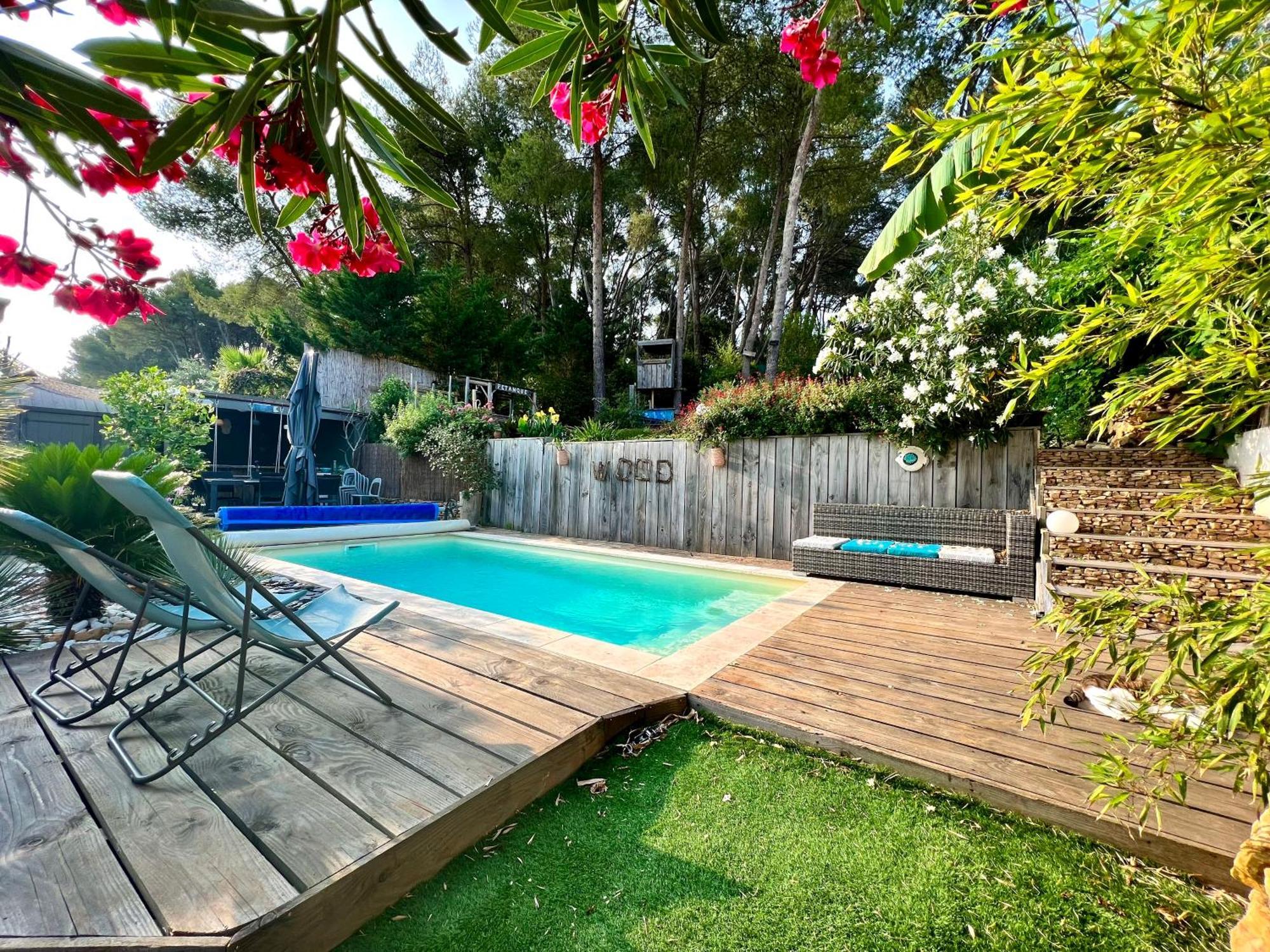 Charmant Studio Lodge Climatise Avec Jardin Et Vue Sur Le Pic Saint Loup Jacou Exterior photo
